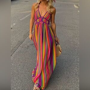 Multicolor Striped Maxi Dress